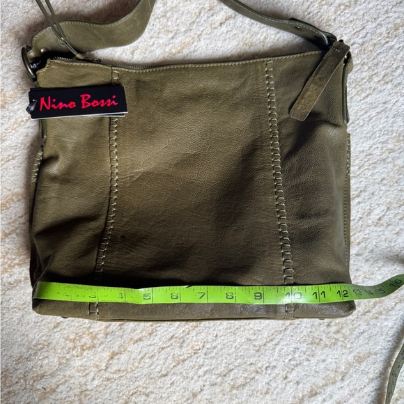 Nino Bossi Handbag NWT Olive Green Leather Shoulder Bag - Picture 3 of 7